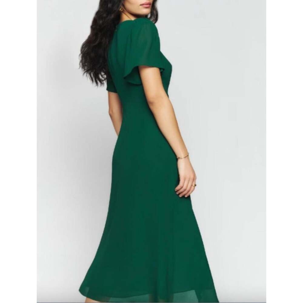 REFORMATION Dress Size XS / S Maxi Emerald Green Buttons Breanna V Neck - Picture 2 of 7